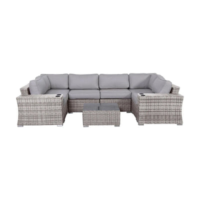 4 Person Patio Seating Set With Cushions, All Weather - Gray