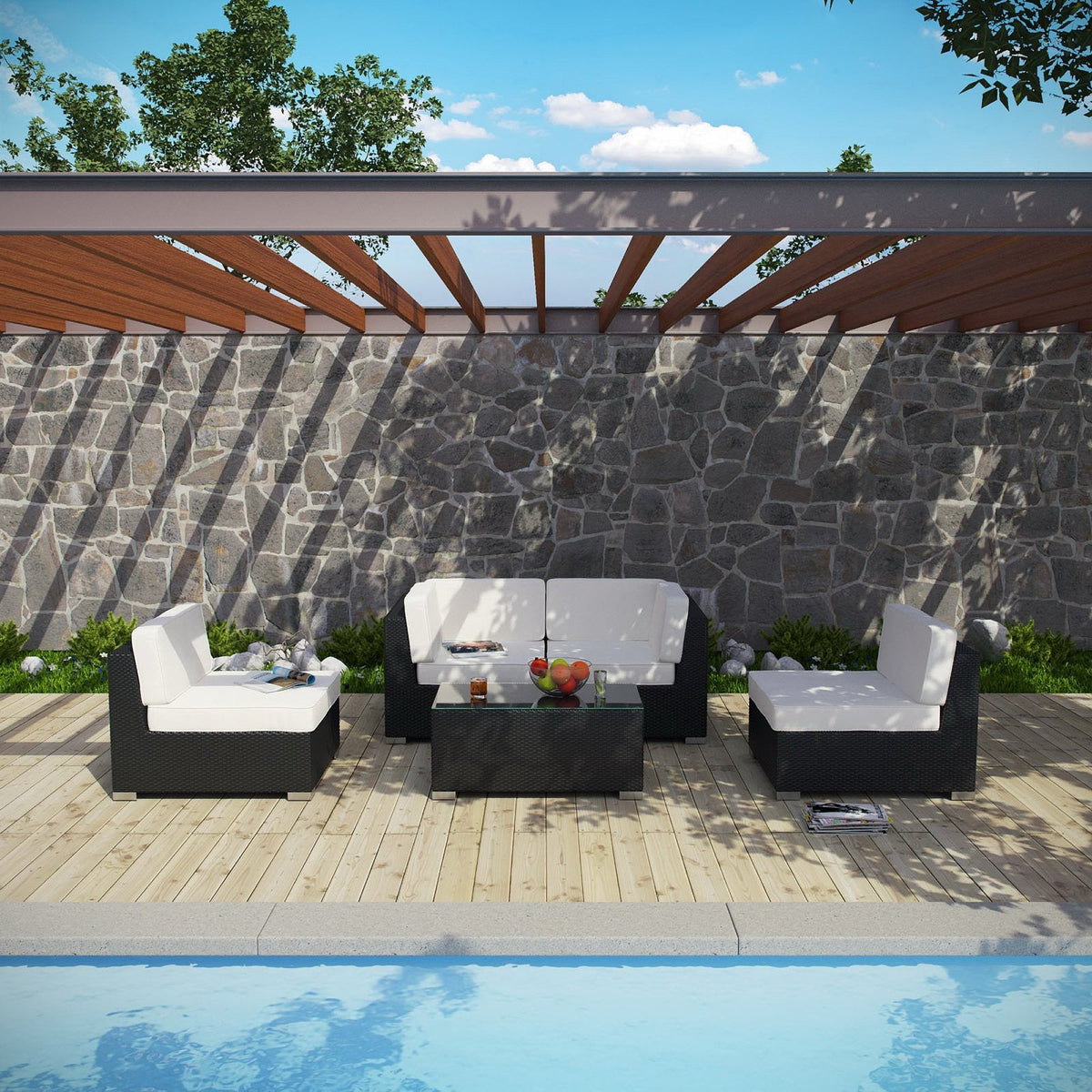 Camfora 5-Piece Outdoor Patio Sectional Set by Modway