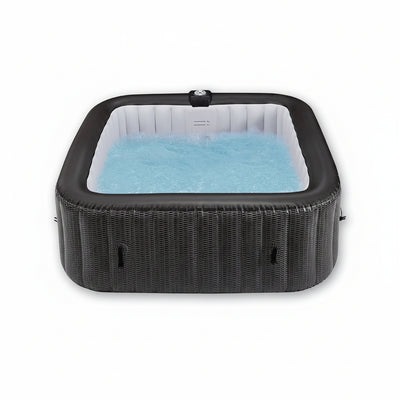 73" 4-6 Person Inflatable Hot Tub Outdoor Square Spa Pool Built in Heater Pump, 130 Massage Jets, Black