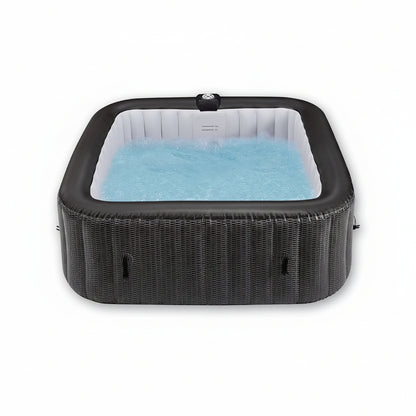 73" 4-6 Person Inflatable Hot Tub Outdoor Square Spa Pool Built in Heater Pump, 130 Massage Jets, Black