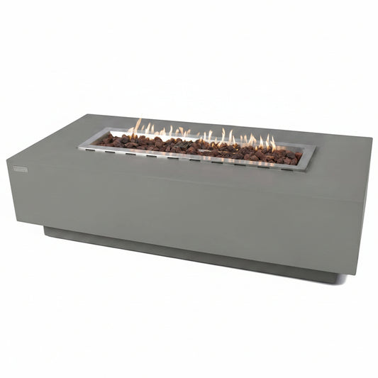 Granville Fire Table Outdoor Fire Pit 60" X 27" Cast Concrete Firepit Includes Lava Rocks 45,000 Btus Outdoor Fireplace for Patio Furniture Set, Deck, Porch, Outdoor Heater - Natural Gas