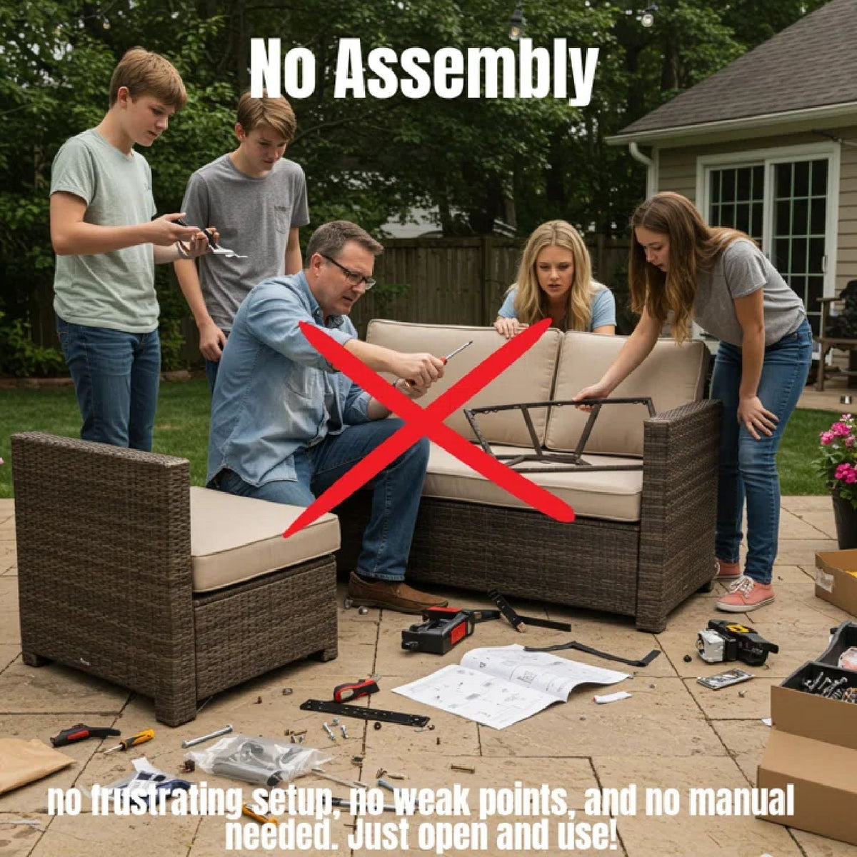 Luxurious Wicker Patio Sectional With Weather Resistant Sunbrella Cushions