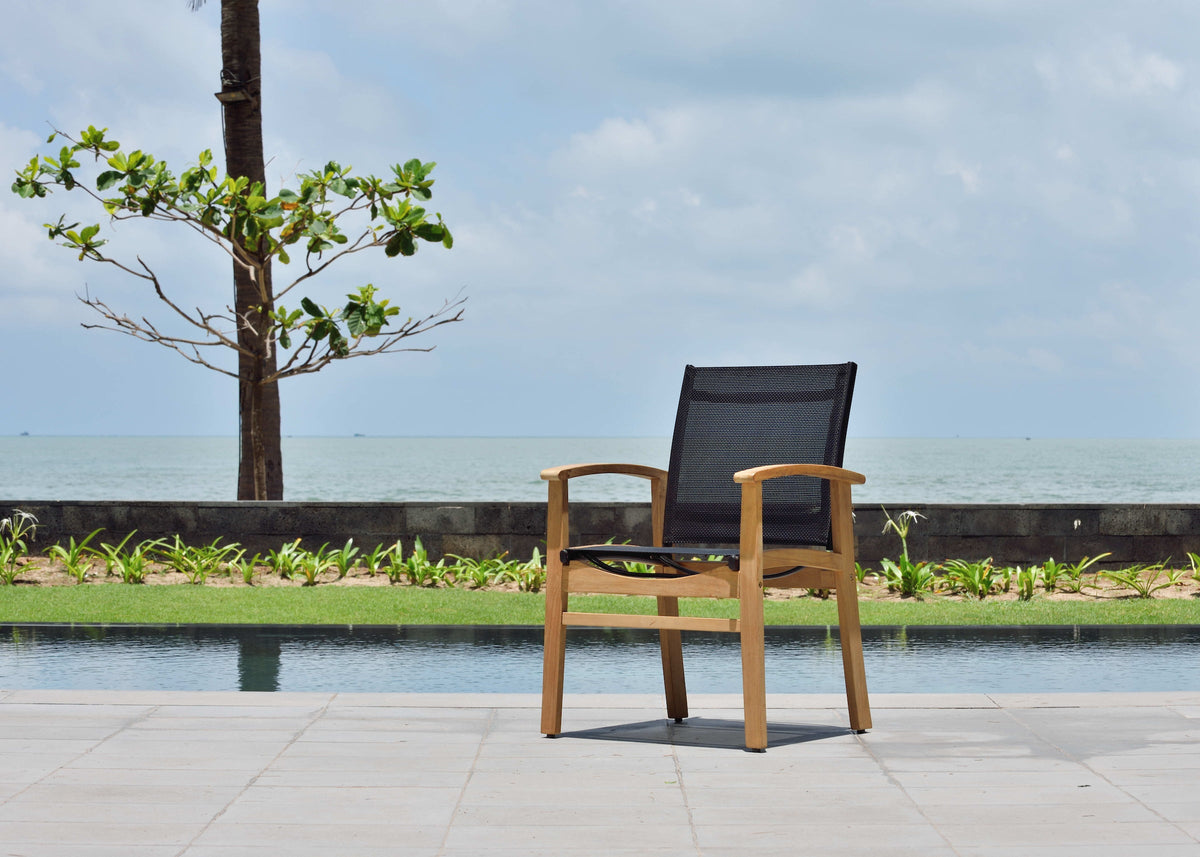Rinjani Rectangular Teak Table and Fortuna Armchair Dining Set