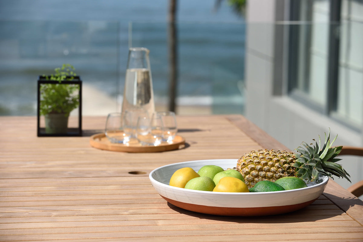 Rinjani Rectangular Teak Table and Fortuna Armchair Dining Set