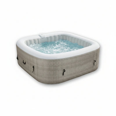 Inflatable Outdoor Hot Tub for 6 Person Square Spa with 120 Bubble Jets, Filter Cartridges