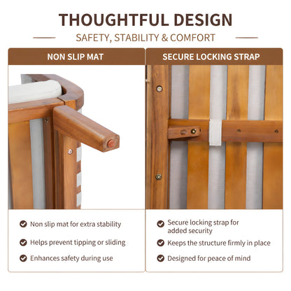 4 Pcs Outdoor Patio Furniture Set with Teak Finish Frame - Acacia Wood