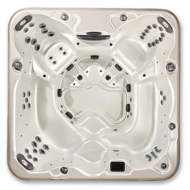 Arcadia Luxury Hot Tub – 7-Person Spa with Dual Captain’s Chairs & Open Footwell, 8' Design