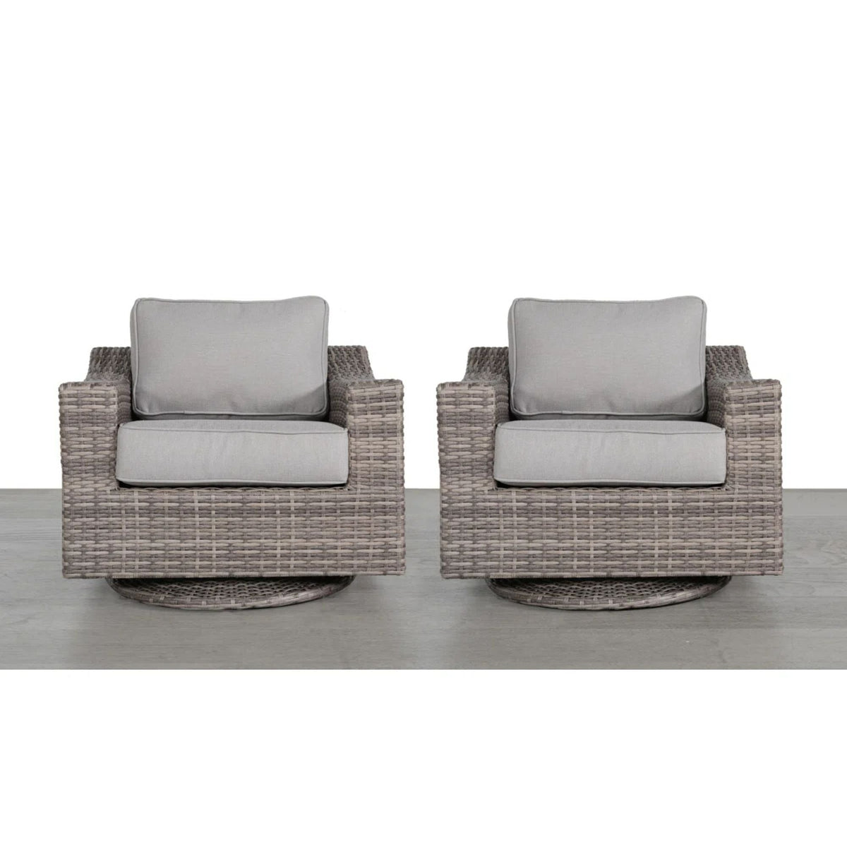 Swivel Patio Chair With Luxurious Cushions Perfect For Outdoor Relaxation (Set of 2) - Gray Mix