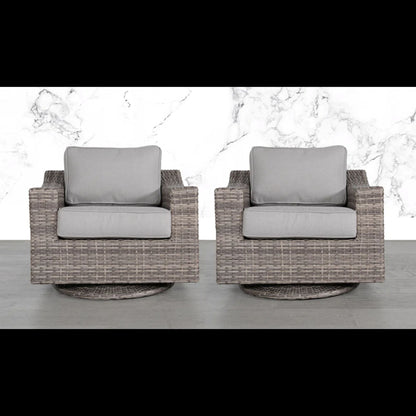Swivel Patio Chair With Luxurious Cushions Perfect For Outdoor Relaxation (Set of 2) - Gray Mix