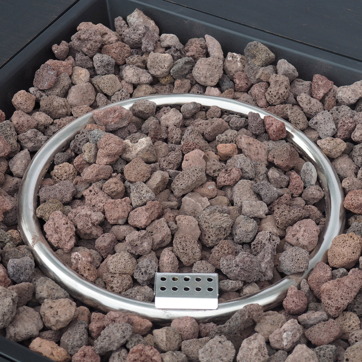 Outdoor Iron Square Propane Fire Pit with 50,000 BTU - Brushed Brown