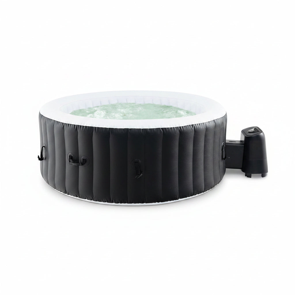 Hot Tub, Inflatable Hot Tub with 130 Soothing Bubble Air Jets, Insulated Lockable Cover, Ground Mat & Filter Cartridges, Outdoor Blow up Spa Tub for Backyard, Patio (Round, 4-6 Person)