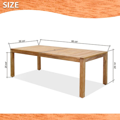 Rinjani Rectangular Teak Table and Fortuna Armchair Dining Set