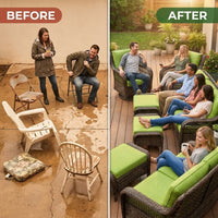 Patio Furniture Set 6-Piece Outdoor Patio Conversation Set with Green Cushions Lawn Furniture — Before & After